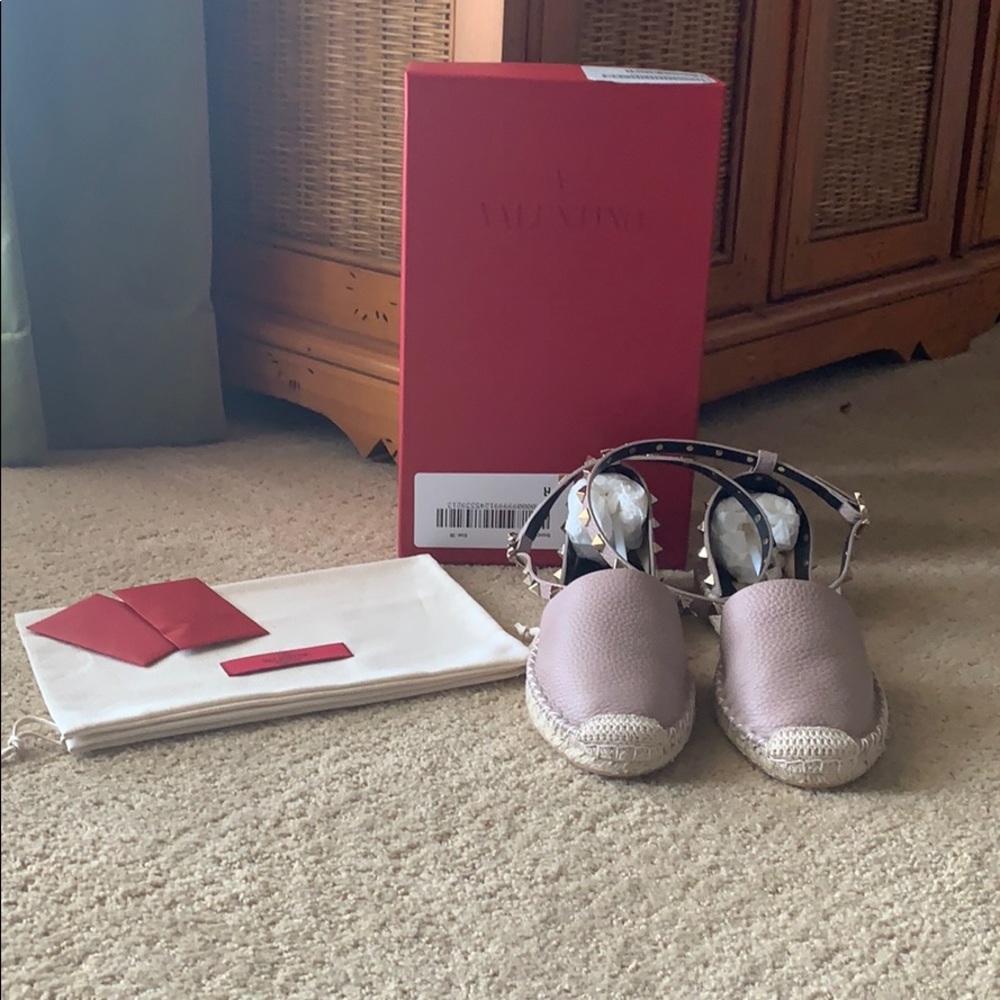 Valentino Rockstud Leather Espadrille